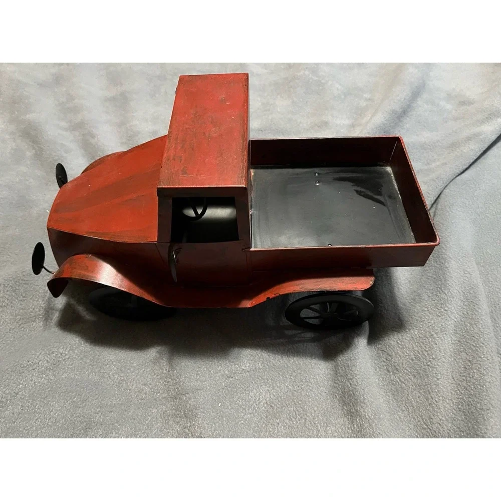 Rustic Metal Antique Old Timey Red Truck Decor 14